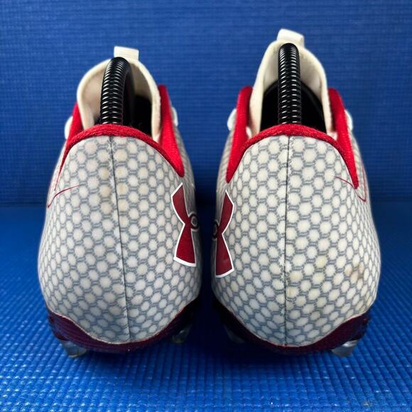 🔴 UNDER ARMOUR TEAM NITRO LOW Men`s Size 12 Grey Red Soccer Cleats 1291122-101 - Picture 4 of 8